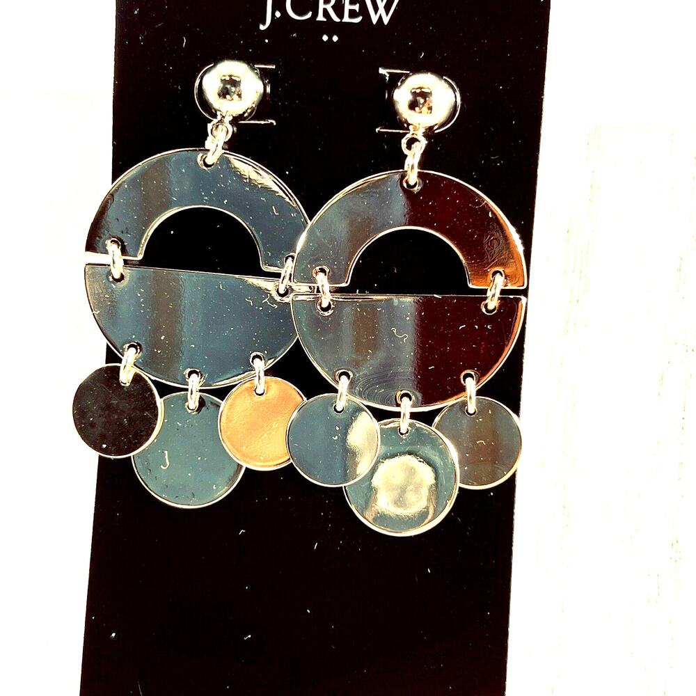 J. Crew Factory Golden Mobile Drop Earrings Statement Gold Tone Dangle New Card